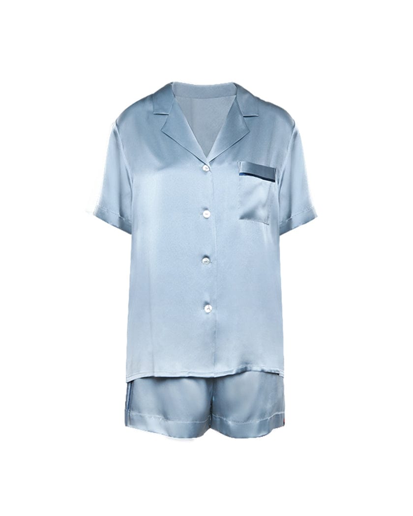 Simple Short Sleeve Silk Pajamas - OsorSilk